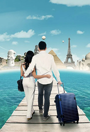 Мужчина с девушкой путешествуют